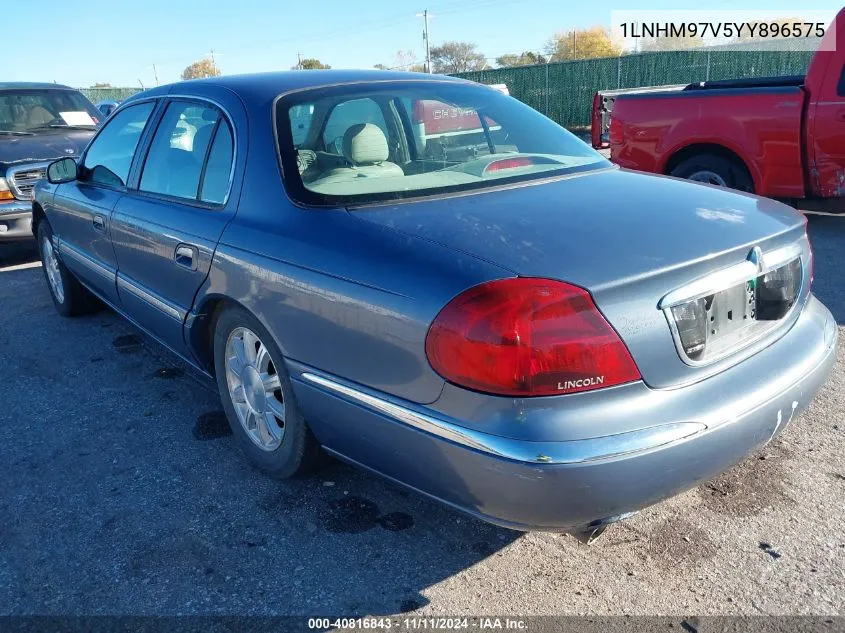 2000 Lincoln Continental VIN: 1LNHM97V5YY896575 Lot: 40816843