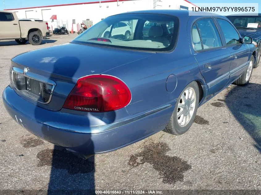 2000 Lincoln Continental VIN: 1LNHM97V5YY896575 Lot: 40816843