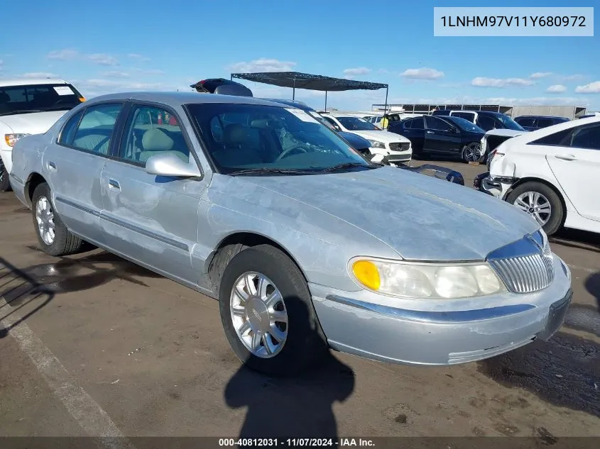 2001 Lincoln Continental VIN: 1LNHM97V11Y680972 Lot: 40812031