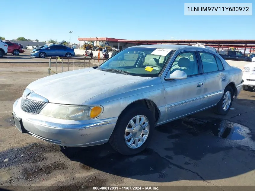 2001 Lincoln Continental VIN: 1LNHM97V11Y680972 Lot: 40812031