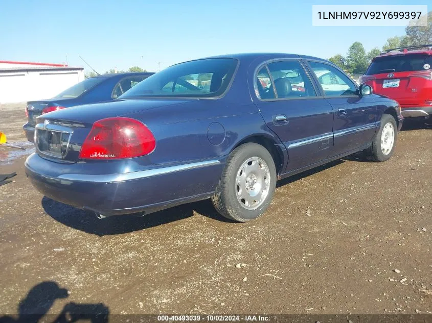 2002 Lincoln Continental VIN: 1LNHM97V92Y699397 Lot: 40493039