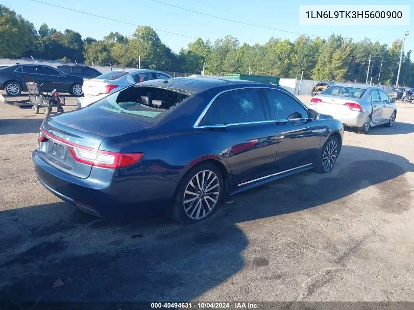 2017 Lincoln Continental Select VIN: 1LN6L9TK3H5600900 Lot: 40494631