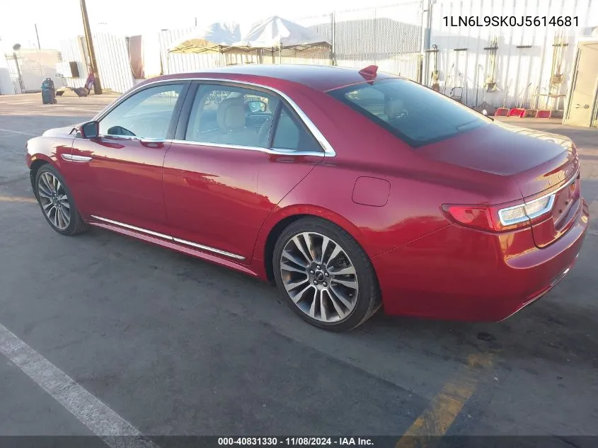 2018 Lincoln Continental Select VIN: 1LN6L9SK0J5614681 Lot: 40831330