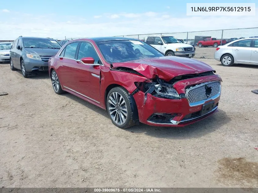 2019 Lincoln Continental Reserve VIN: 1LN6L9RP7K5612915 Lot: 39809675