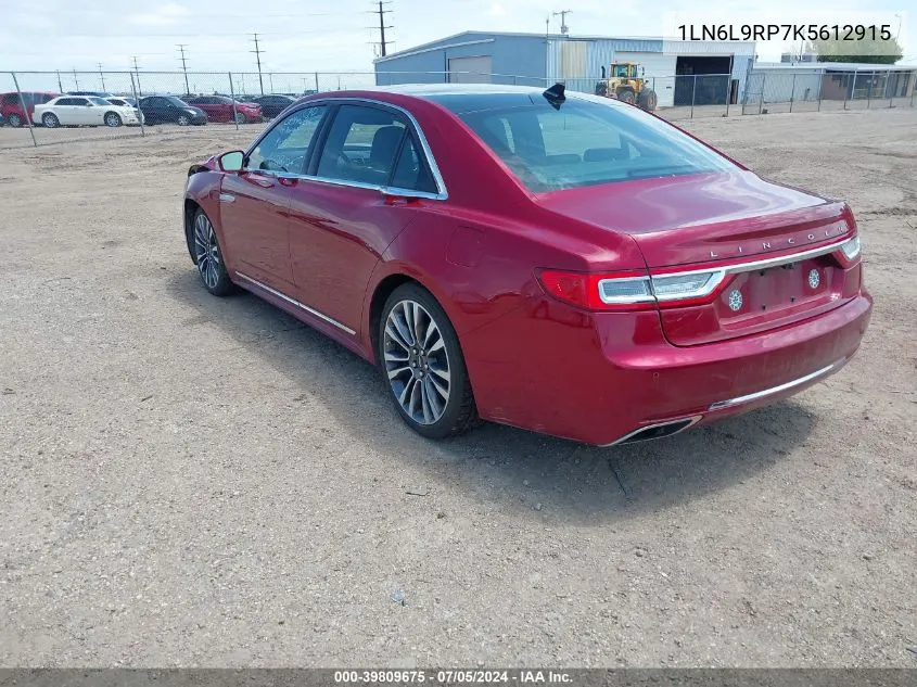 2019 Lincoln Continental Reserve VIN: 1LN6L9RP7K5612915 Lot: 39809675