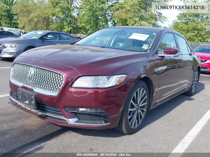 2019 Lincoln Continental Select VIN: 1LN6L9TKXK5614218 Lot: 40365009