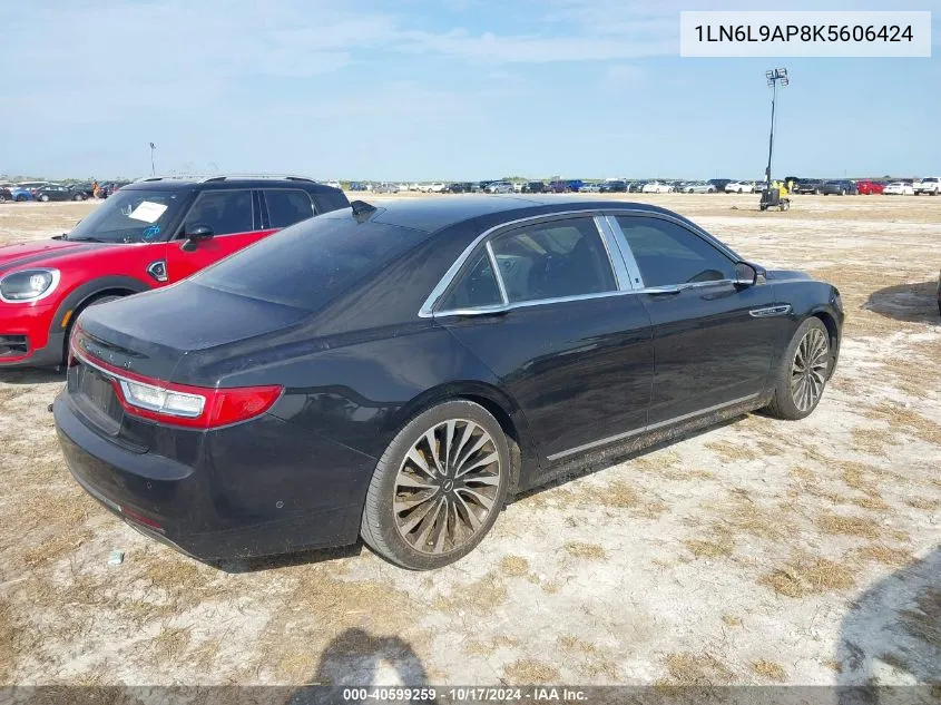 2019 Lincoln Continental Black Label VIN: 1LN6L9AP8K5606424 Lot: 40599259