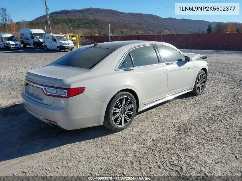 2019 Lincoln Continental Reserve VIN: 1LN6L9NP2K5602377 Lot: 40803578