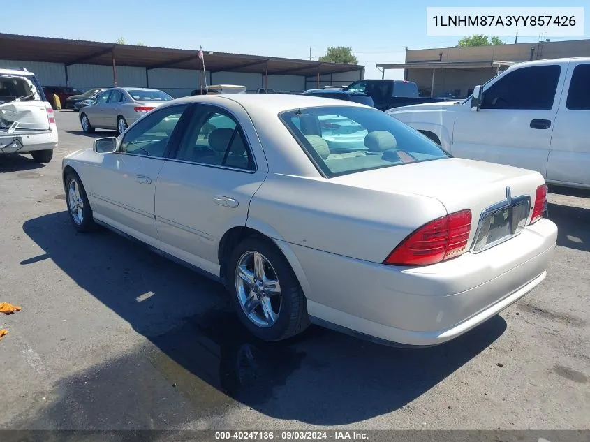 2000 Lincoln Ls V8 Auto VIN: 1LNHM87A3YY857426 Lot: 40247136