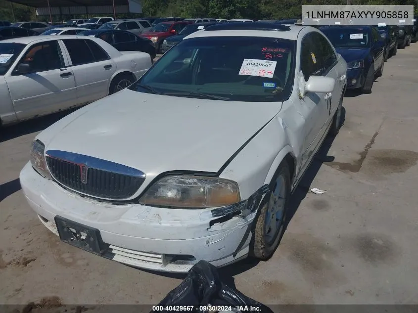 1LNHM87AXYY905858 2000 Lincoln Ls V8 Auto