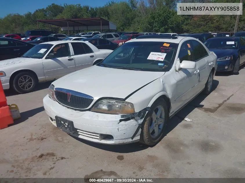 2000 Lincoln Ls V8 Auto VIN: 1LNHM87AXYY905858 Lot: 40429667