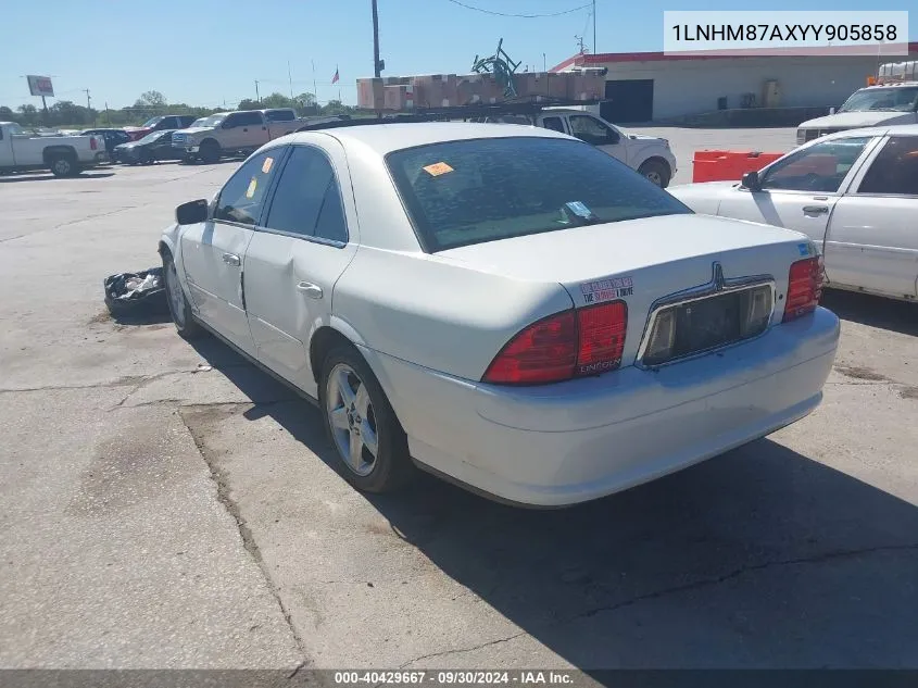 2000 Lincoln Ls V8 Auto VIN: 1LNHM87AXYY905858 Lot: 40429667