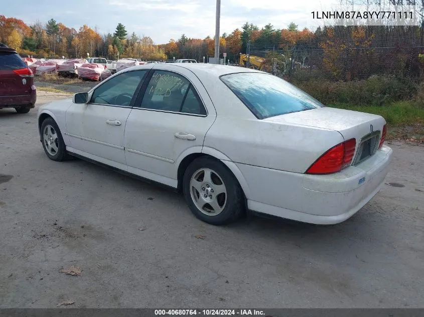 2000 Lincoln Ls V8 Auto VIN: 1LNHM87A8YY771111 Lot: 40680764