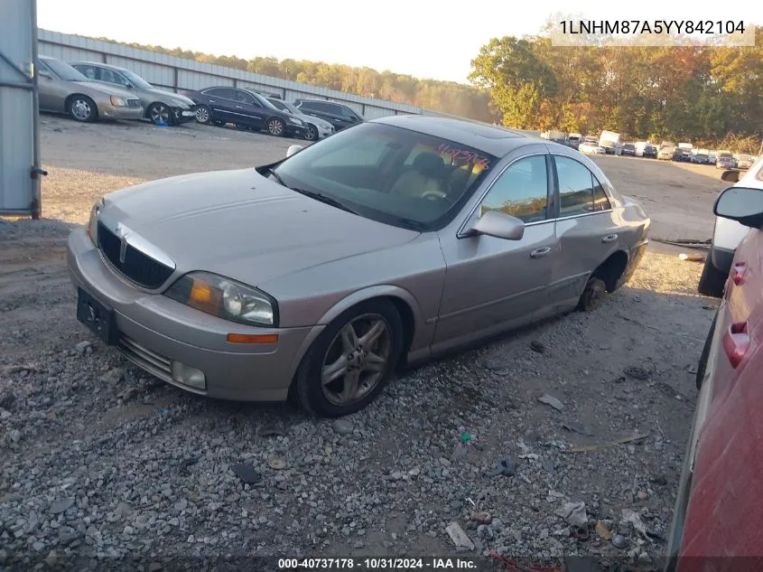 2000 Lincoln Ls V8 Auto VIN: 1LNHM87A5YY842104 Lot: 40737178