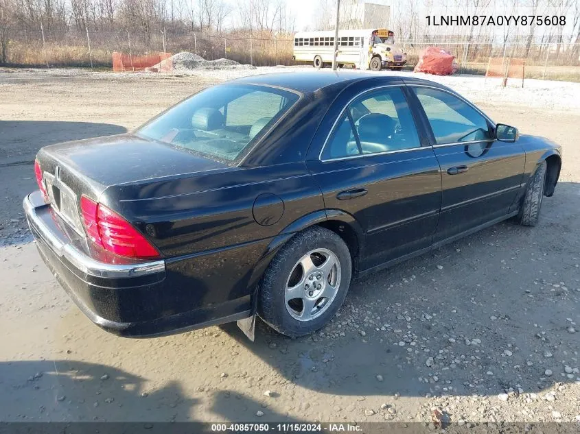 1LNHM87A0YY875608 2000 Lincoln Ls V8 Auto