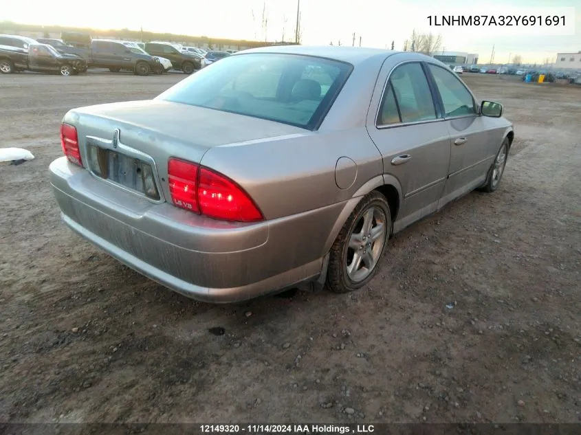 2002 Lincoln Ls VIN: 1LNHM87A32Y691691 Lot: 12149320