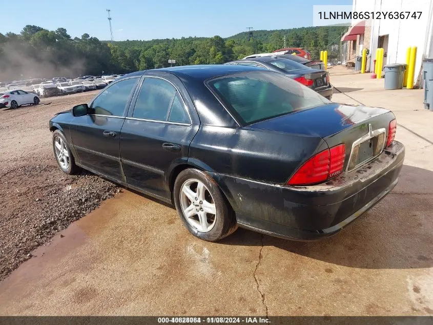 2002 Lincoln Ls VIN: 1LNHM86S12Y636747 Lot: 40828084