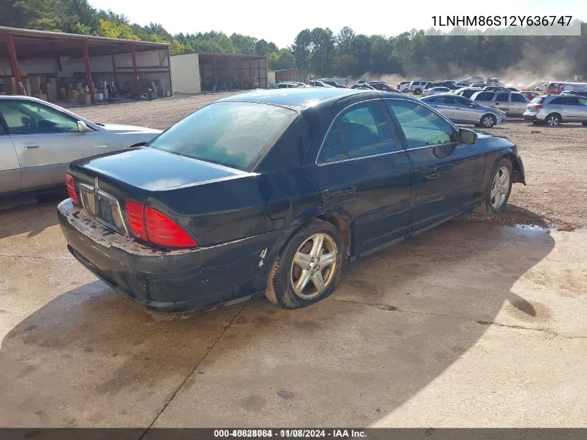 2002 Lincoln Ls VIN: 1LNHM86S12Y636747 Lot: 40828084