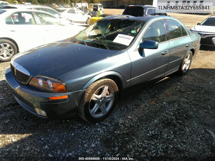 2002 Lincoln Ls V8 Auto VIN: 1LNHM87A32Y655841 Lot: 40856888