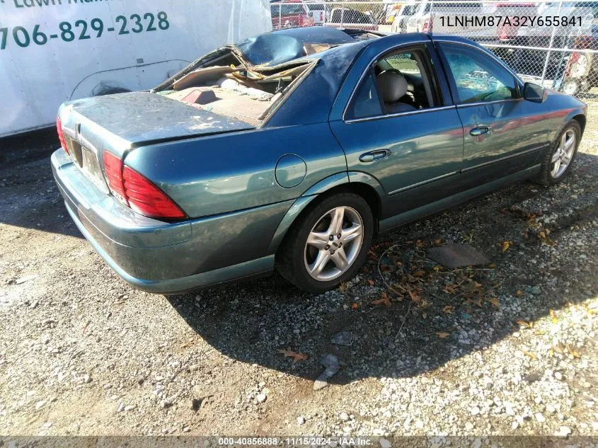 2002 Lincoln Ls V8 Auto VIN: 1LNHM87A32Y655841 Lot: 40856888