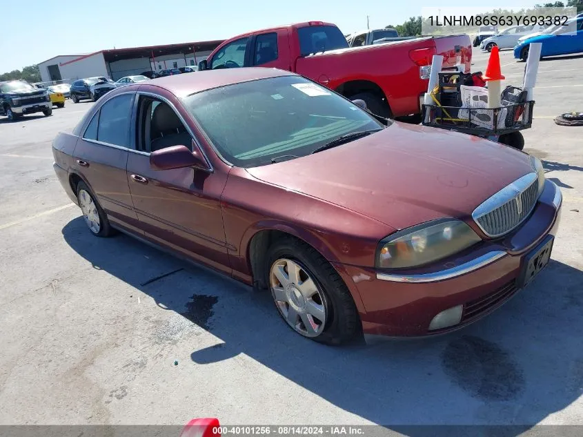 2003 Lincoln Ls V6 VIN: 1LNHM86S63Y693382 Lot: 40101256