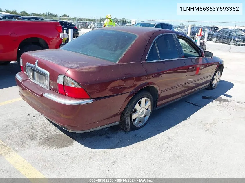 2003 Lincoln Ls V6 VIN: 1LNHM86S63Y693382 Lot: 40101256