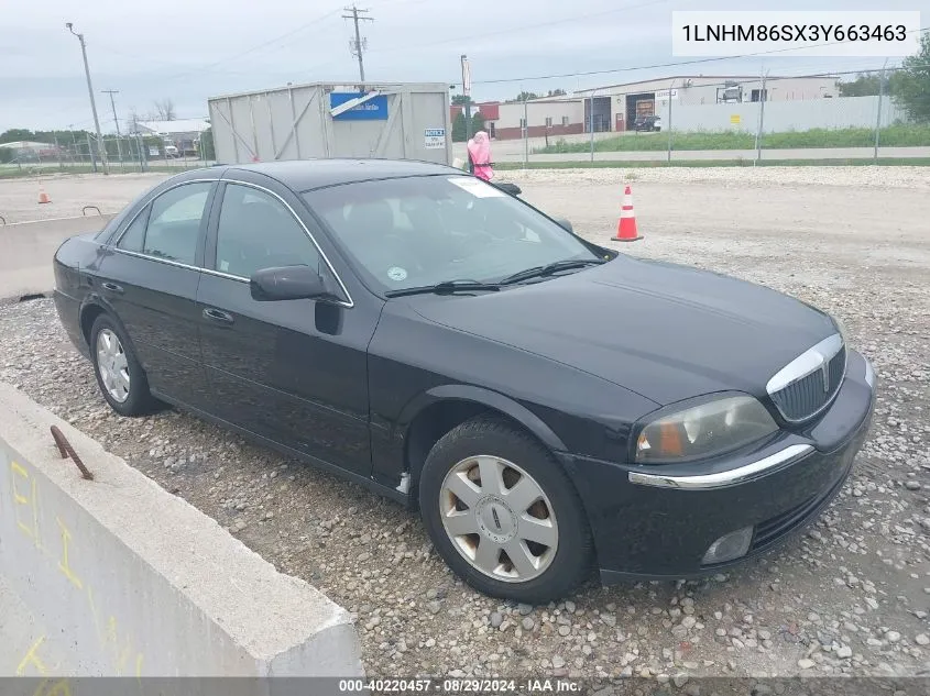 2003 Lincoln Ls V6 VIN: 1LNHM86SX3Y663463 Lot: 40220457