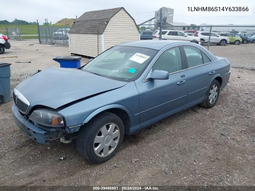 2004 Lincoln Ls V6 VIN: 1LNHM86S14Y633866 Lot: 39498881