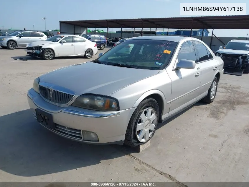 2004 Lincoln Ls V6 VIN: 1LNHM86S94Y617138 Lot: 39866128