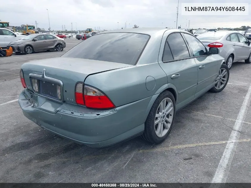 2004 Lincoln Ls V8 VIN: 1LNHM87A94Y608445 Lot: 40150368