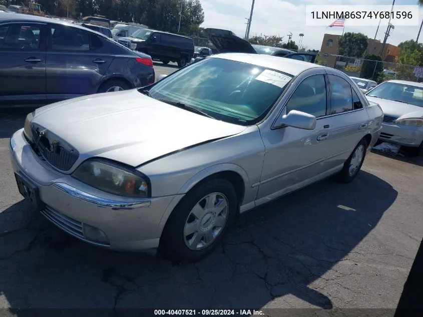 2004 Lincoln Ls V6 VIN: 1LNHM86S74Y681596 Lot: 40407521