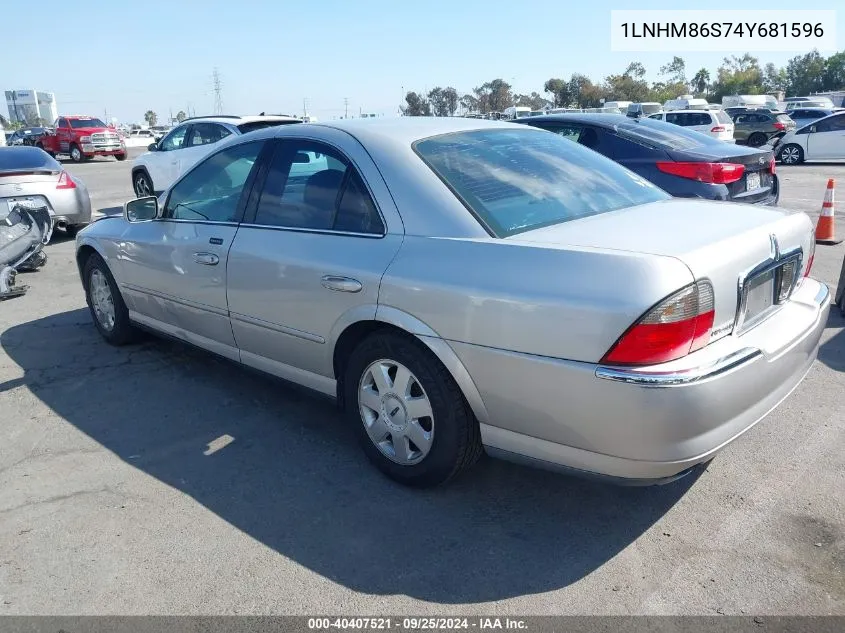 2004 Lincoln Ls V6 VIN: 1LNHM86S74Y681596 Lot: 40407521