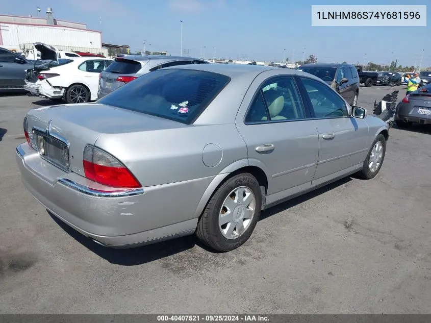 2004 Lincoln Ls V6 VIN: 1LNHM86S74Y681596 Lot: 40407521