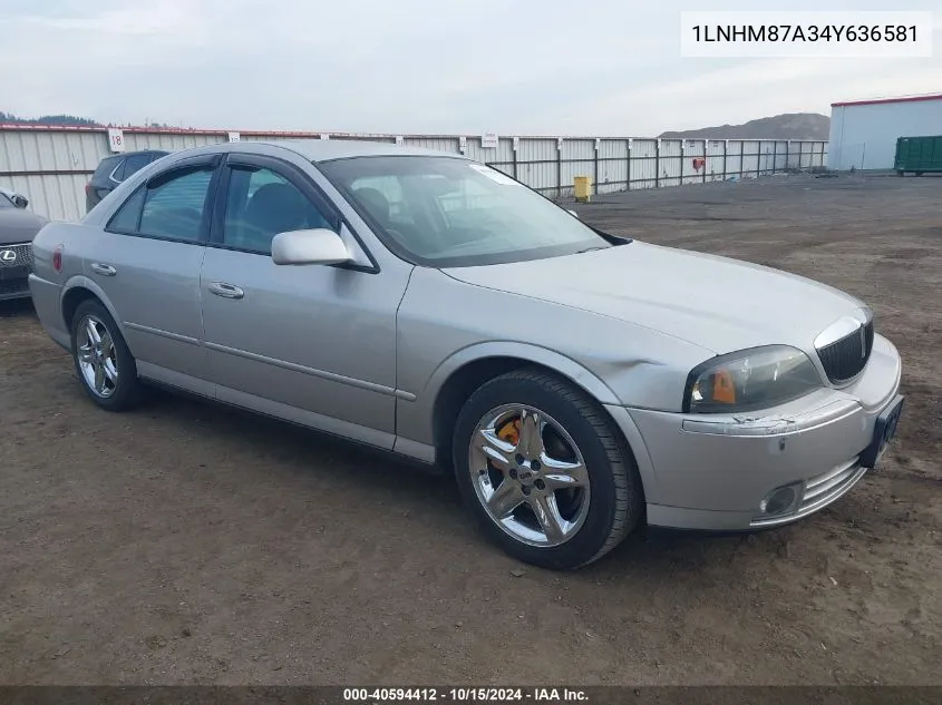 2004 Lincoln Ls V8 VIN: 1LNHM87A34Y636581 Lot: 40594412