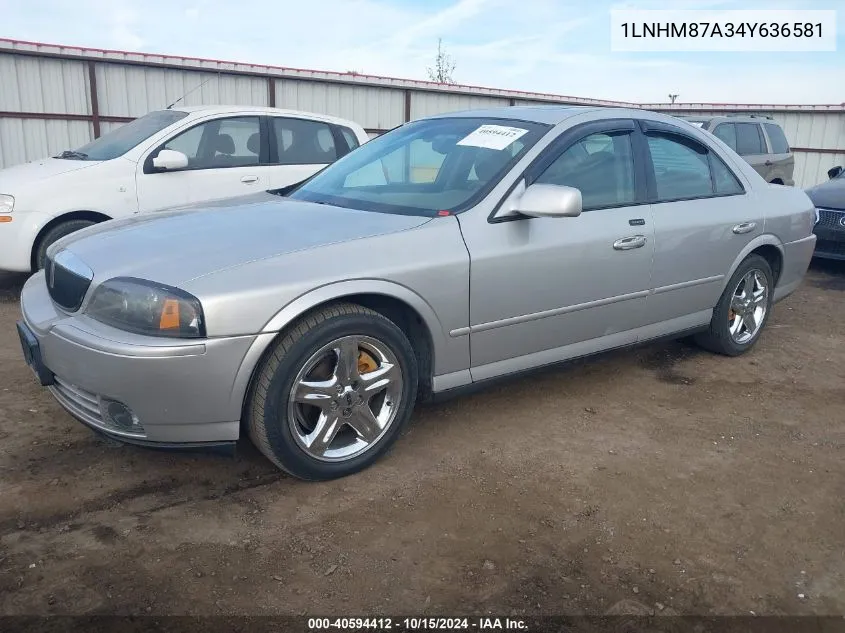 2004 Lincoln Ls V8 VIN: 1LNHM87A34Y636581 Lot: 40594412