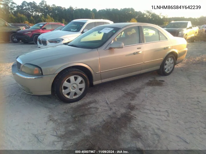 2004 Lincoln Ls V6/W/Luxury Pkg/W/Premium Pkg VIN: 1LNHM86S84Y642239 Lot: 40807967