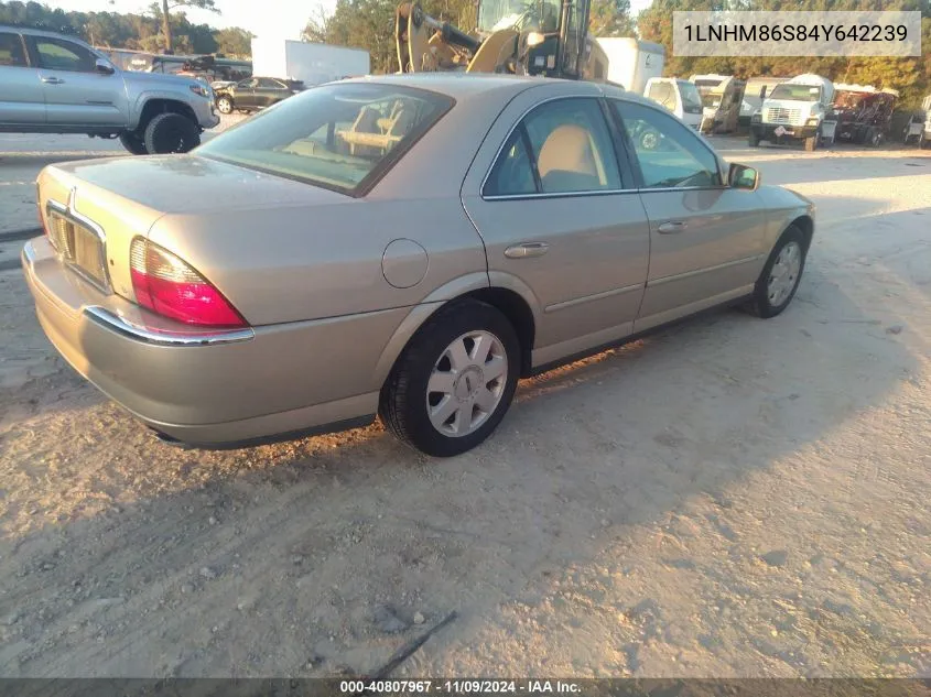 2004 Lincoln Ls V6/W/Luxury Pkg/W/Premium Pkg VIN: 1LNHM86S84Y642239 Lot: 40807967