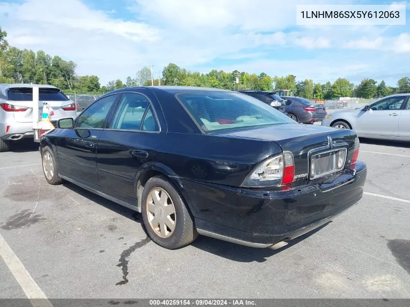 2005 Lincoln Ls V6 VIN: 1LNHM86SX5Y612063 Lot: 40259154