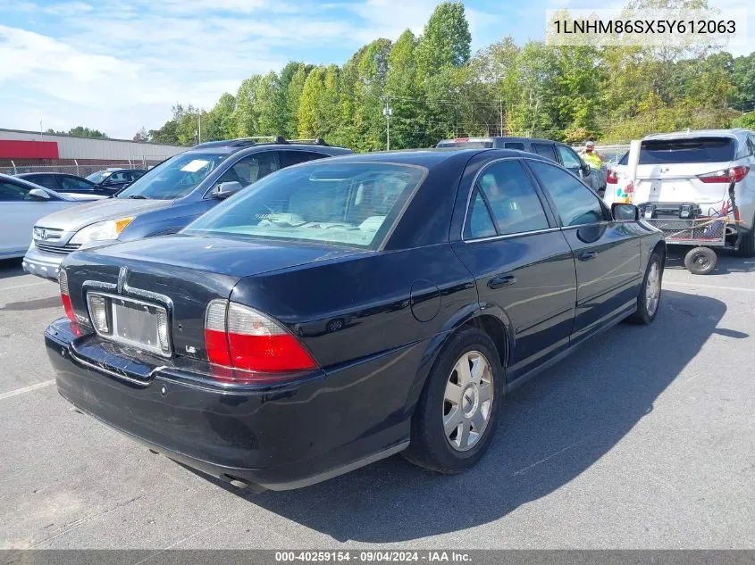 2005 Lincoln Ls V6 VIN: 1LNHM86SX5Y612063 Lot: 40259154