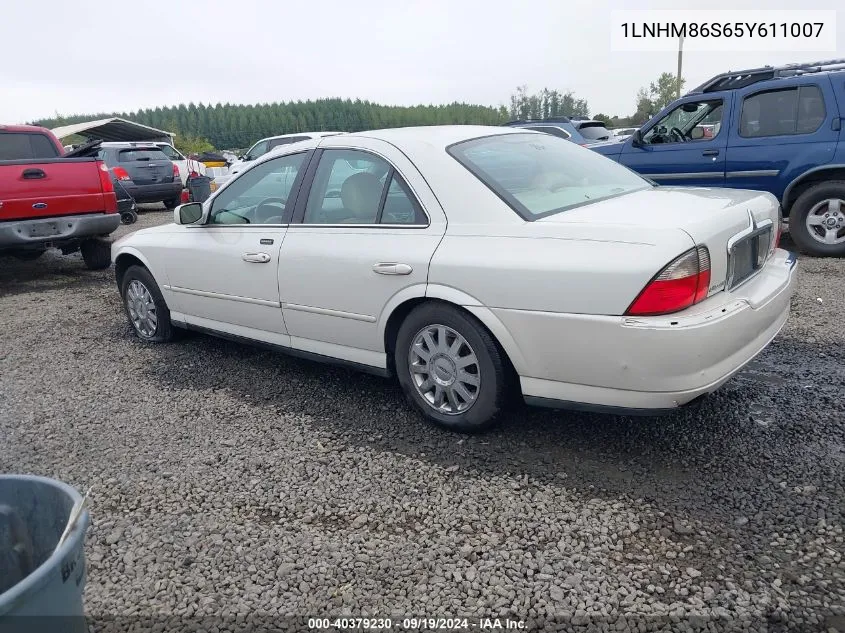 2005 Lincoln Ls V6 VIN: 1LNHM86S65Y611007 Lot: 40379230