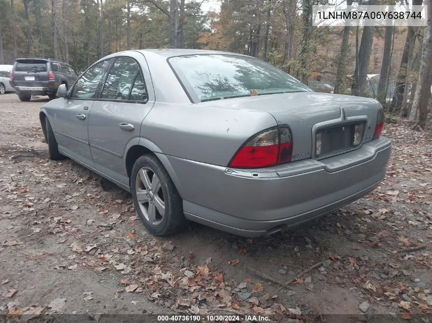 2006 Lincoln Ls V8 VIN: 1LNHM87A06Y638744 Lot: 40736190