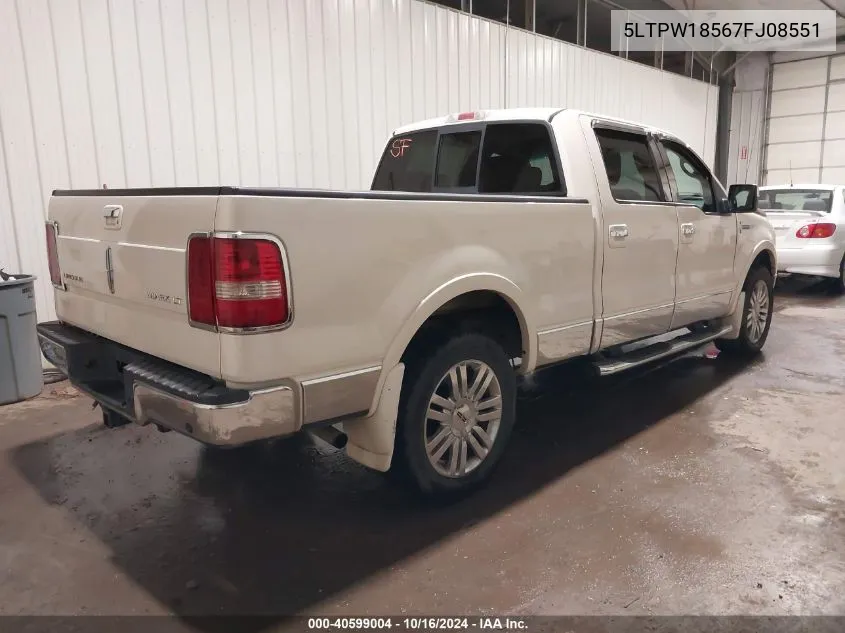 2007 Lincoln Mark Lt VIN: 5LTPW18567FJ08551 Lot: 40599004