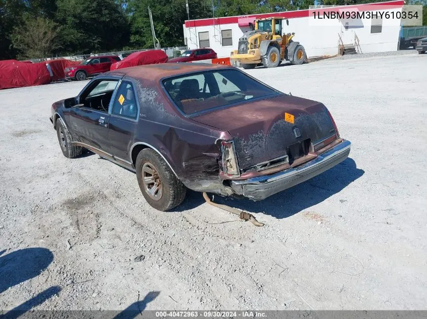 1987 Lincoln Mark Vii Lsc VIN: 1LNBM93M3HY610354 Lot: 40472963