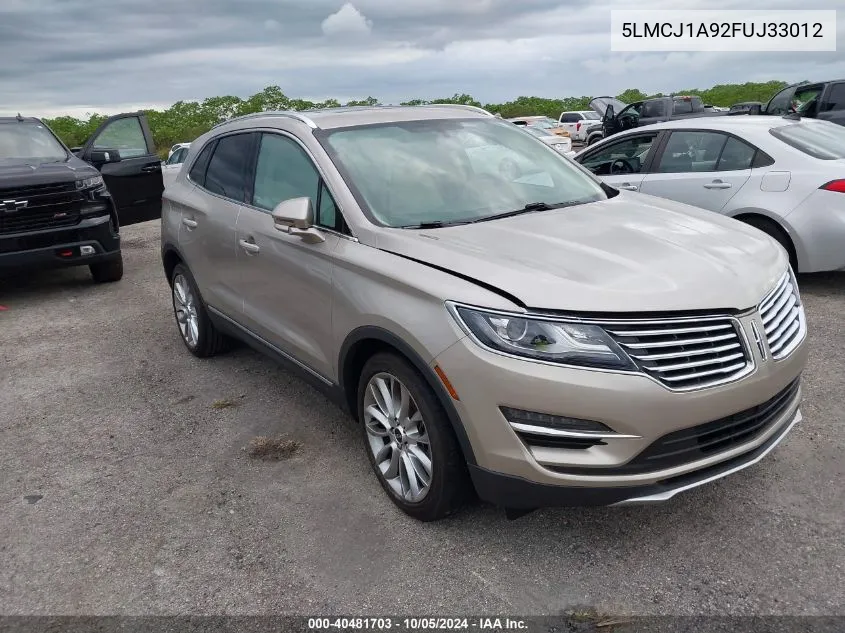 2015 Lincoln Mkc VIN: 5LMCJ1A92FUJ33012 Lot: 40481703