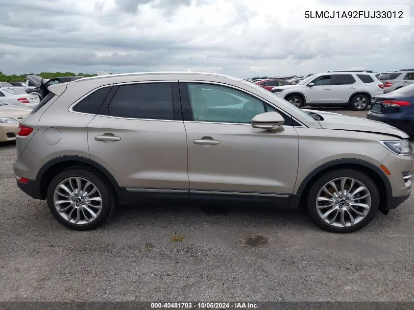 2015 Lincoln Mkc VIN: 5LMCJ1A92FUJ33012 Lot: 40481703