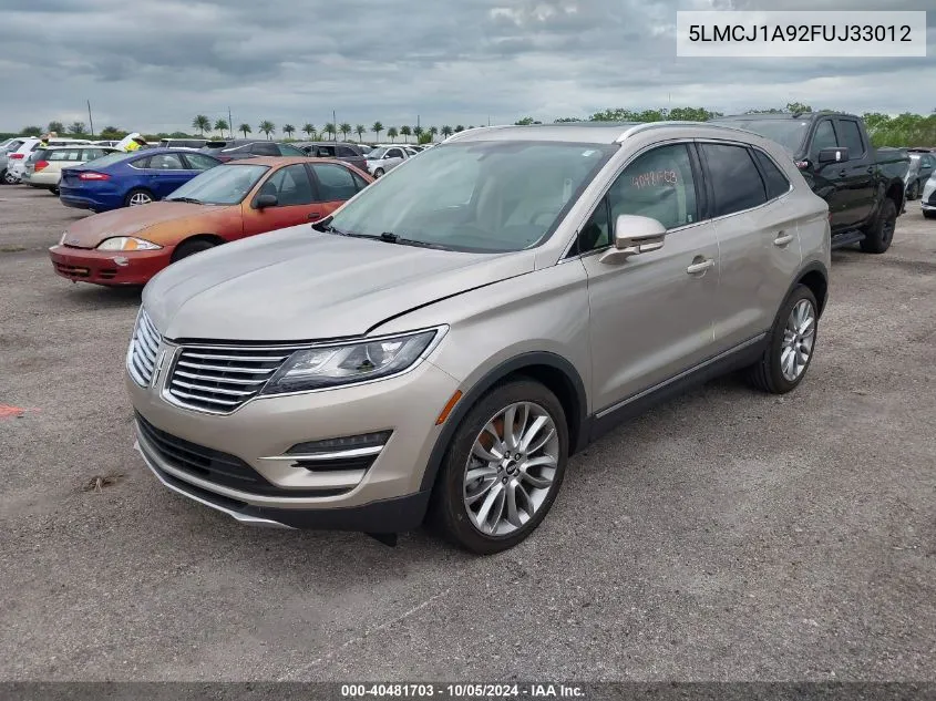 2015 Lincoln Mkc VIN: 5LMCJ1A92FUJ33012 Lot: 40481703