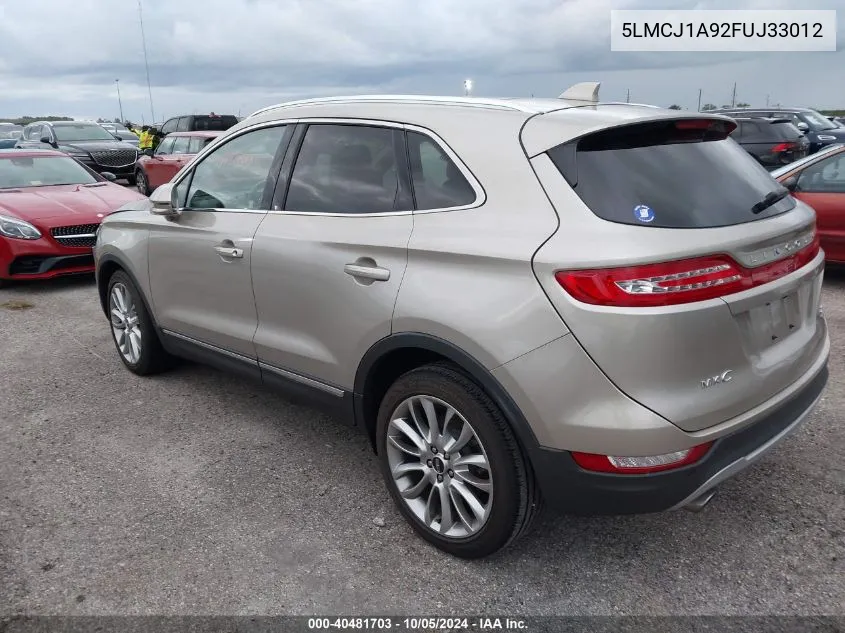 2015 Lincoln Mkc VIN: 5LMCJ1A92FUJ33012 Lot: 40481703