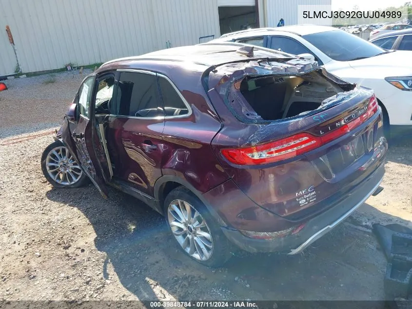 2016 Lincoln Mkc Reserve VIN: 5LMCJ3C92GUJ04989 Lot: 39848784