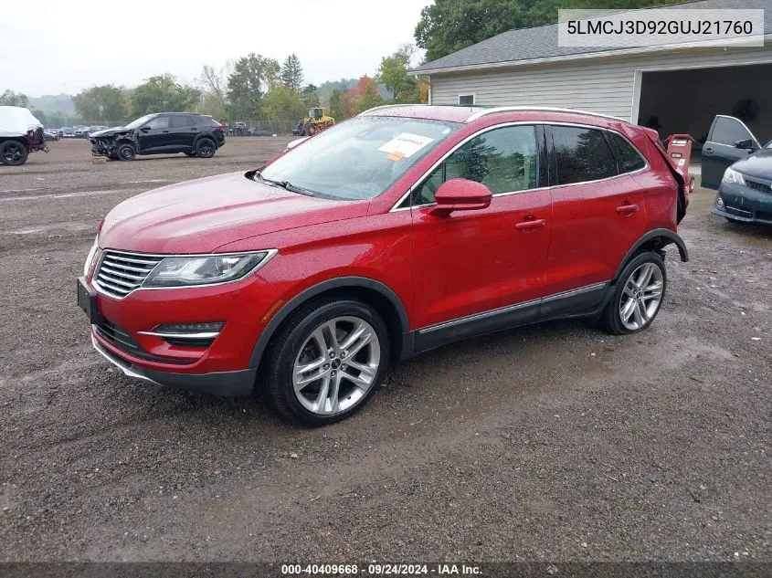 2016 Lincoln Mkc Reserve VIN: 5LMCJ3D92GUJ21760 Lot: 40409668