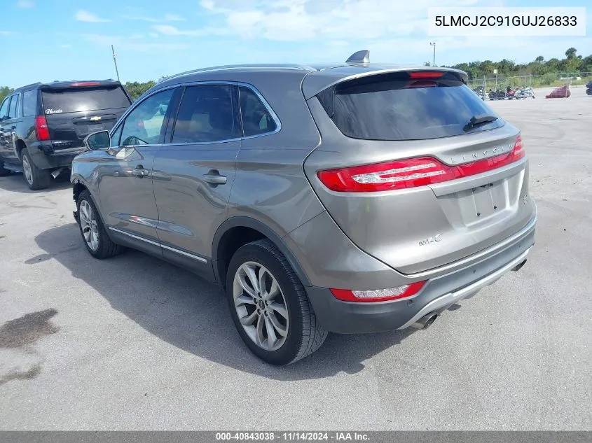 2016 Lincoln Mkc Select VIN: 5LMCJ2C91GUJ26833 Lot: 40843038